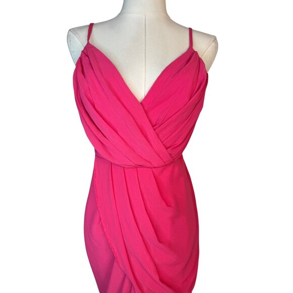 NWT Do+Be Small Hot Pink Sleeveless Ruched Draped Maxi Dress Polyester Lined - Picture 5 of 14